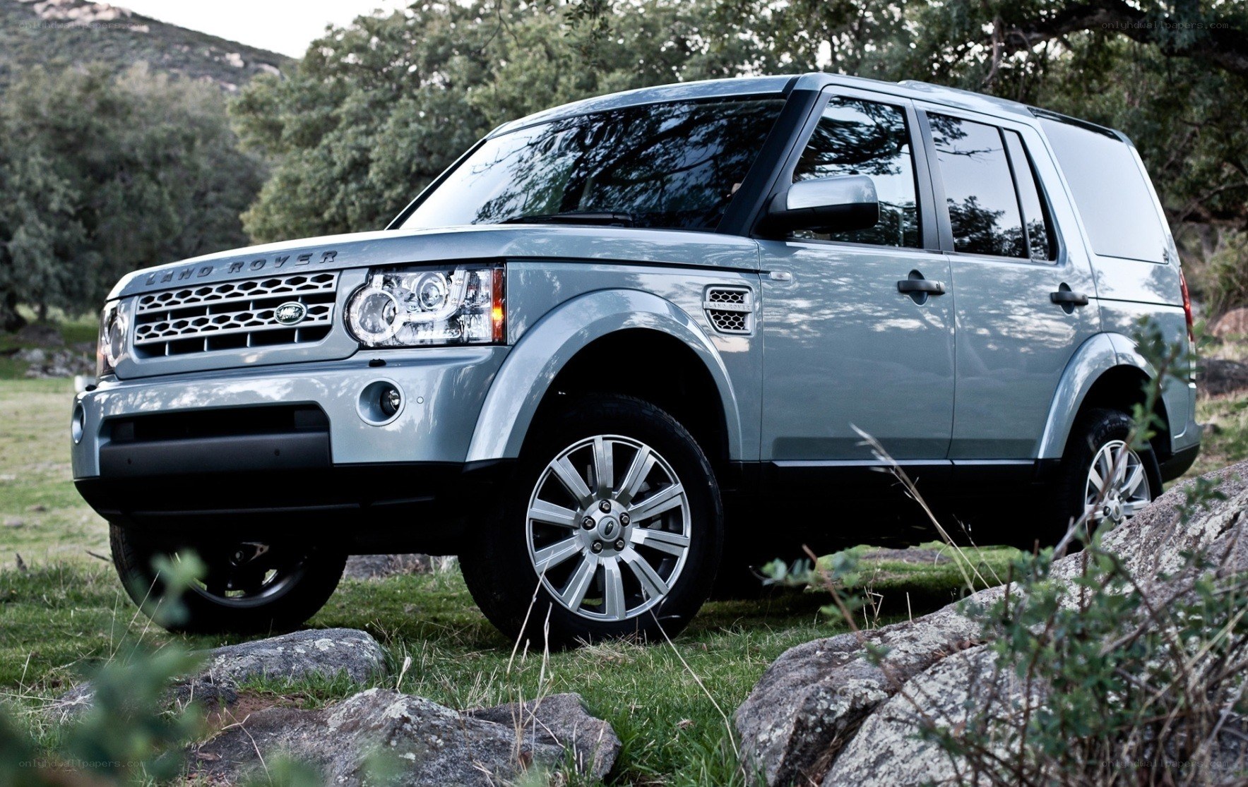 silver land rover in nature