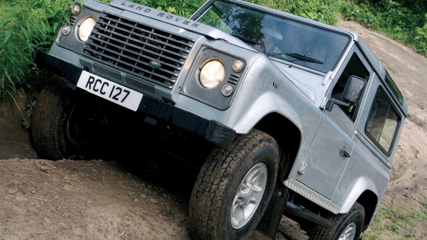 Silver Land Rover off-roading
