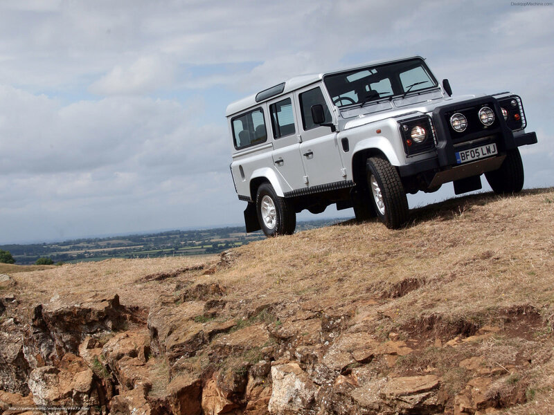 Silver Land Rover — White