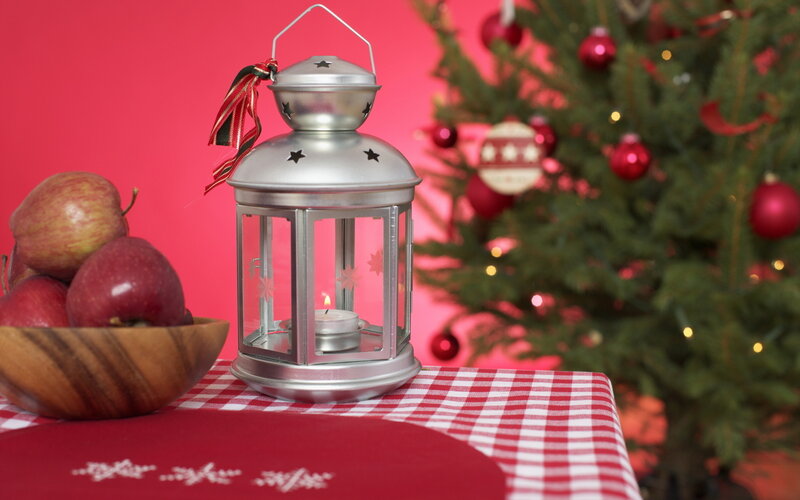 Silver Lantern on Table