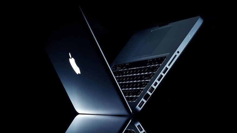 Silver Laptop Computer — Black, Dramatic
