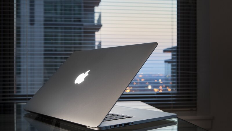 Silver Laptop on Table — Gray