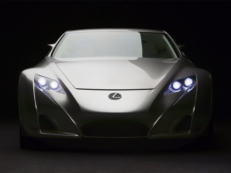 Silver Lexus Concept Car — Dramatic, Photograph, Headlights, Windshield