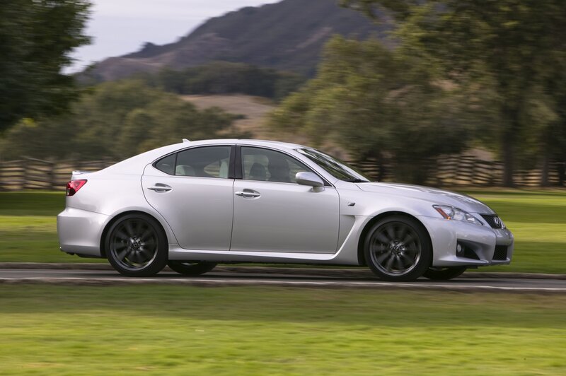 silver lexus is-f driving on road