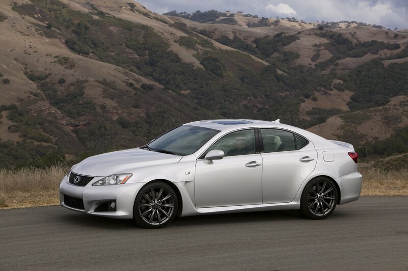 silver lexus is f on a mountain road