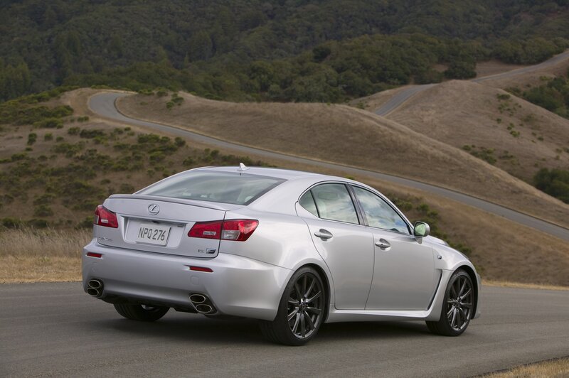 Silver Lexus IS F on a winding road