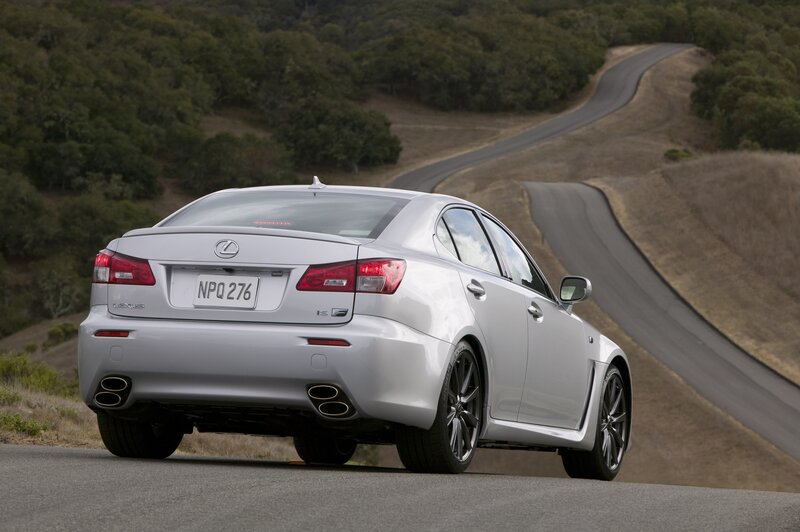 Silver Lexus IS-F on a winding road