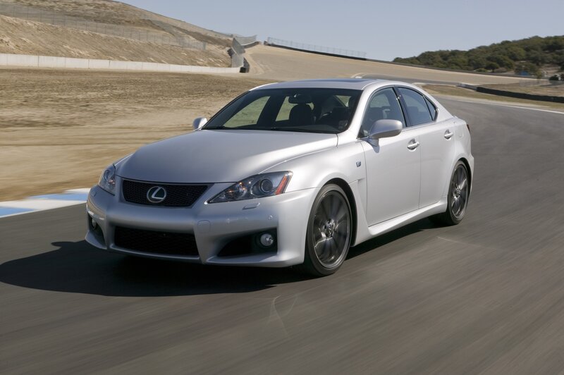 silver lexus is-f on racetrack
