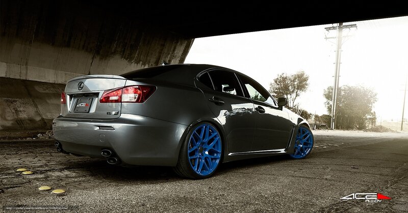 silver lexus isf with blue wheels