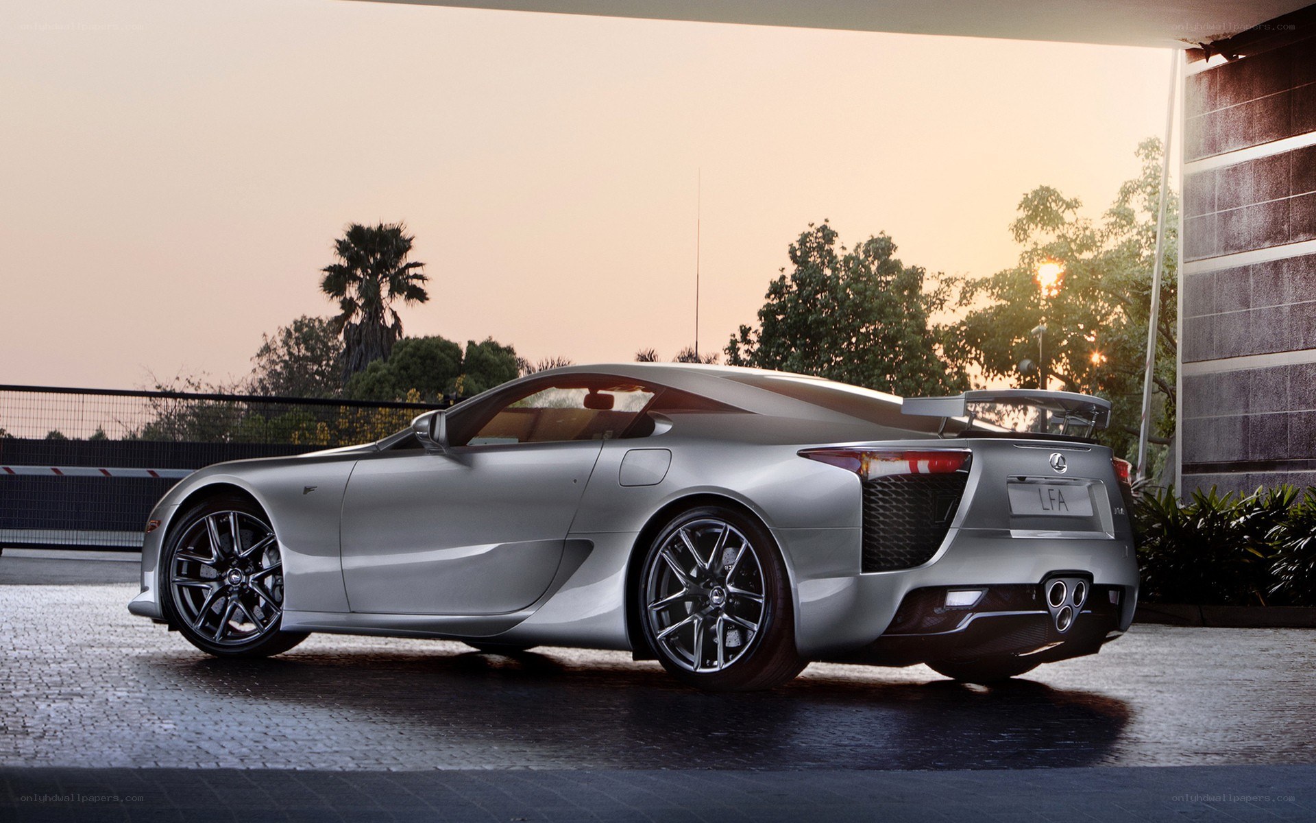 Silver Lexus LFA sports car
