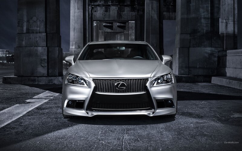 Silver Lexus Sedan — Gray, Dramatic, Night, Photograph, Concrete Pillars