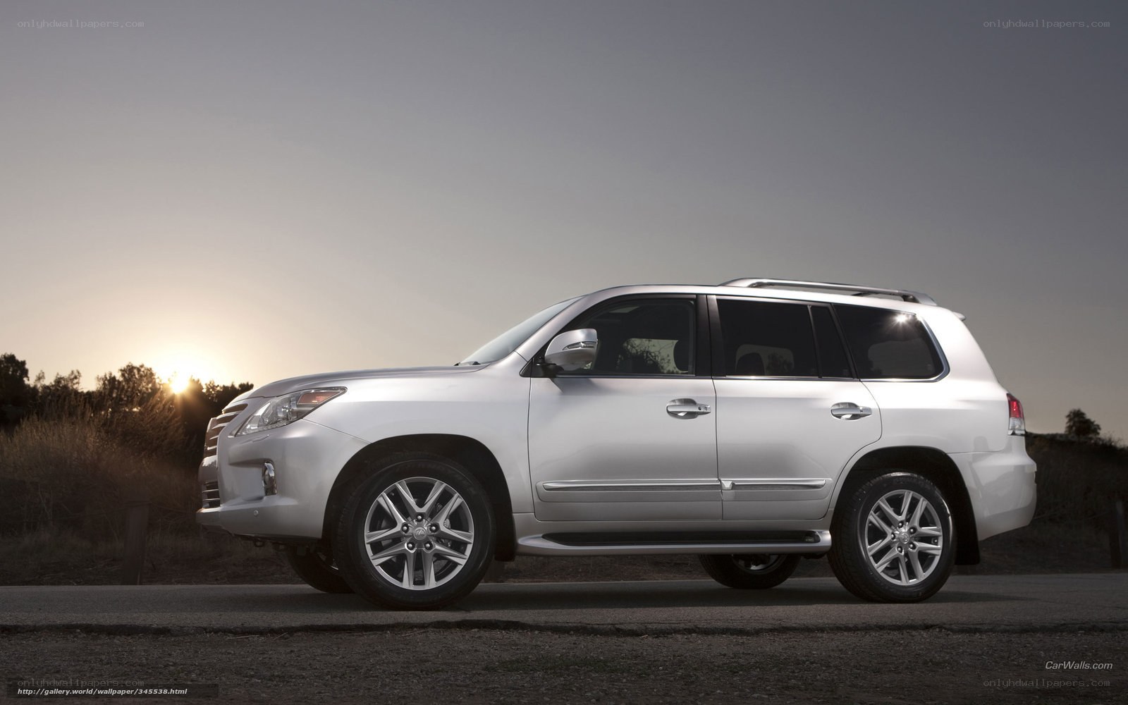 silver lexus suv at sunset