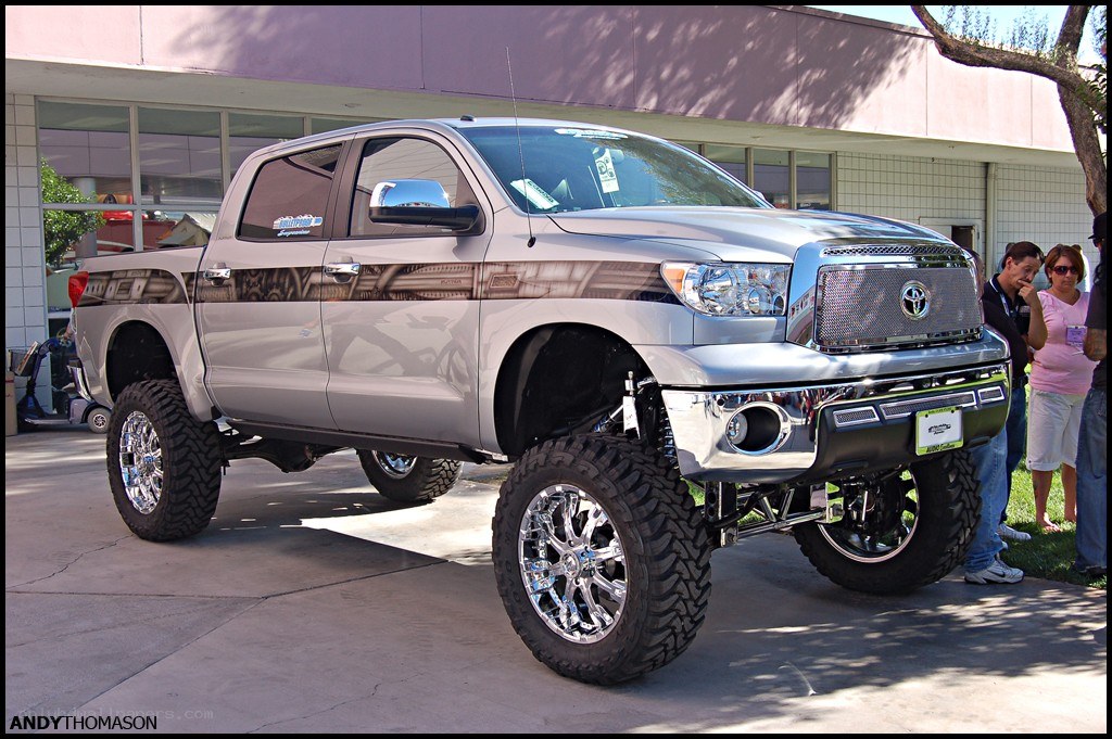 silver lifted pickup truck