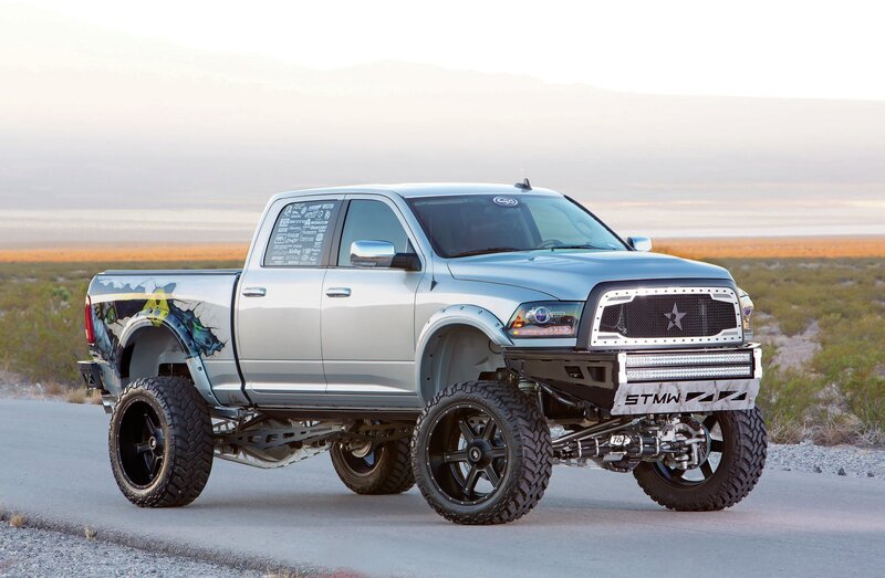 Silver Lifted Truck — Dramatic, Sunset, Photograph, Desert