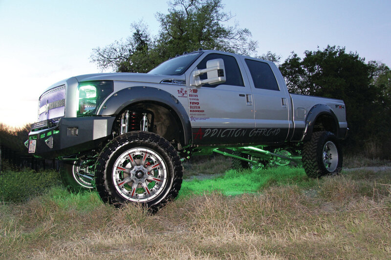 Silver Lifted Truck — Dramatic, Sunset, Photograph