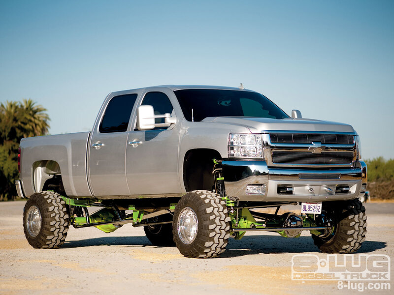 silver lifted truck