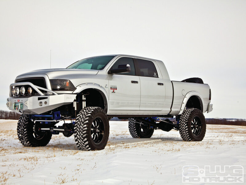 Silver Lifted Truck — White