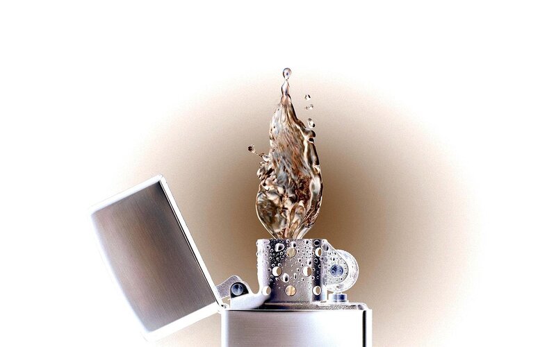 Silver Lighter with Water Splash
