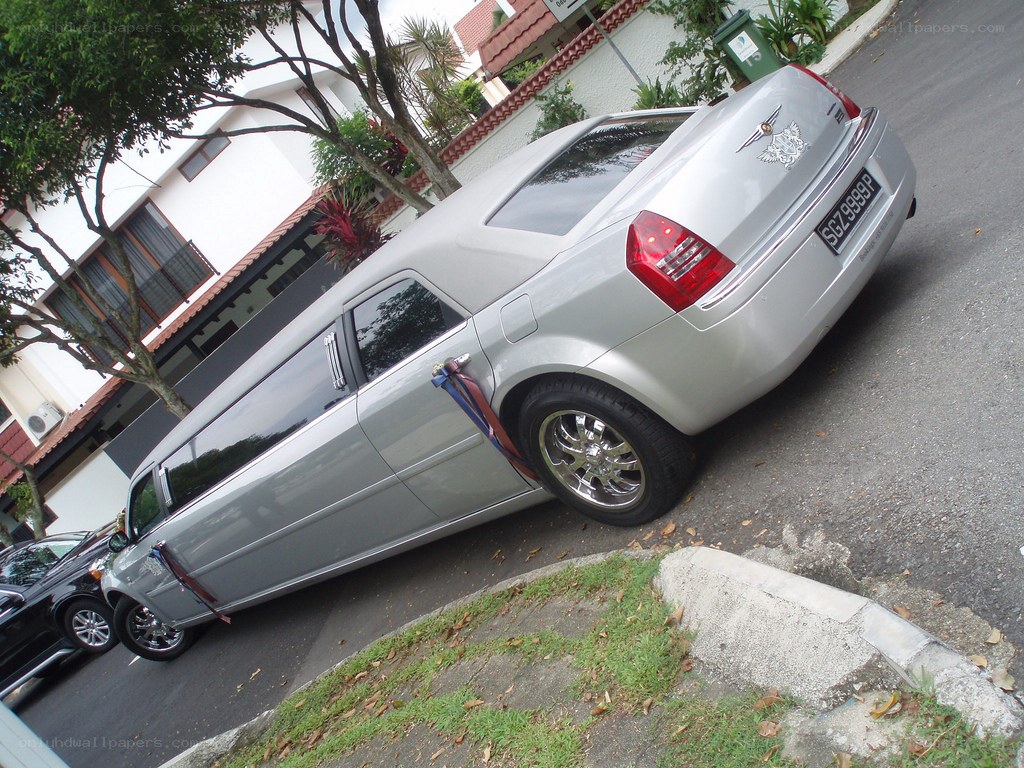 silver limousine on street