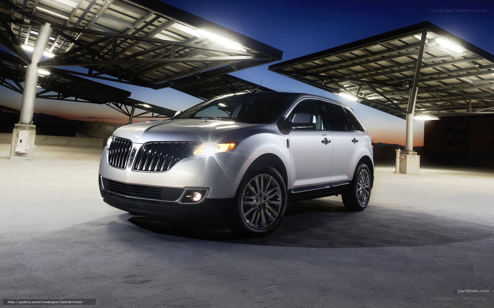 Silver Lincoln MKX under solar panels