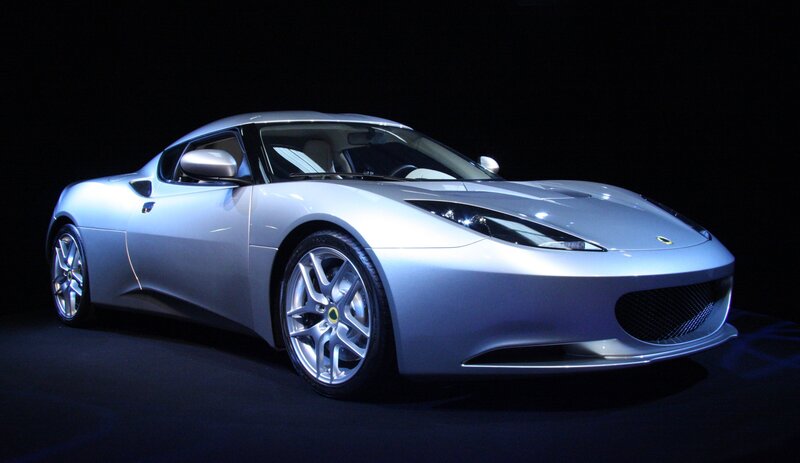 Silver Lotus Evora sports car