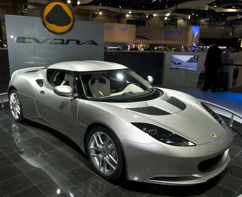 Silver Lotus Evora sports car