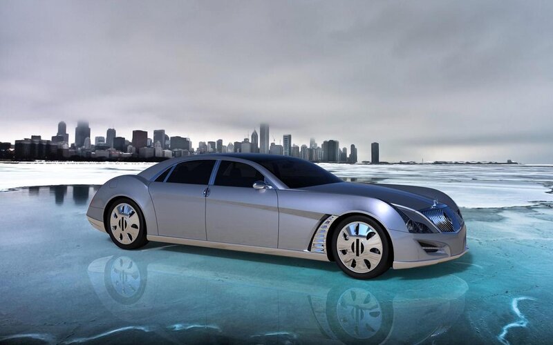 Silver Luxury Car — Dramatic