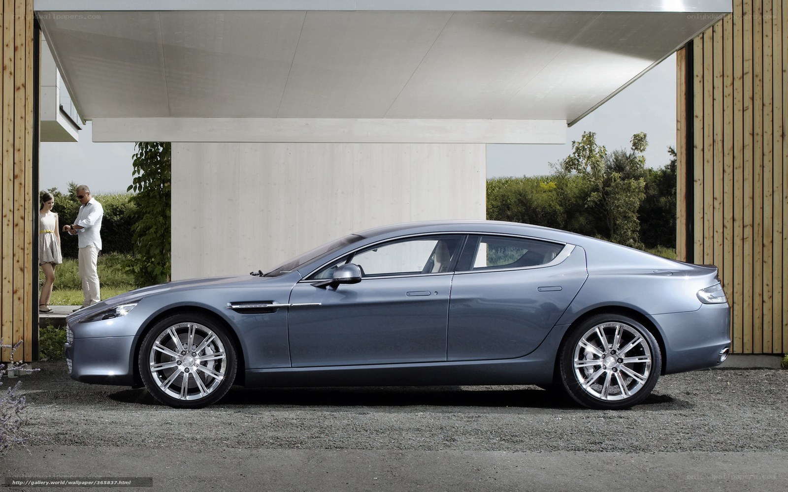 Silver luxury coupe parked outside
