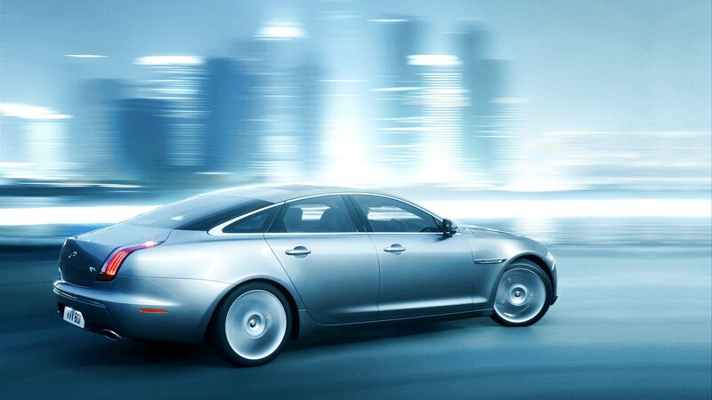 Silver Luxury Sedan — Blue