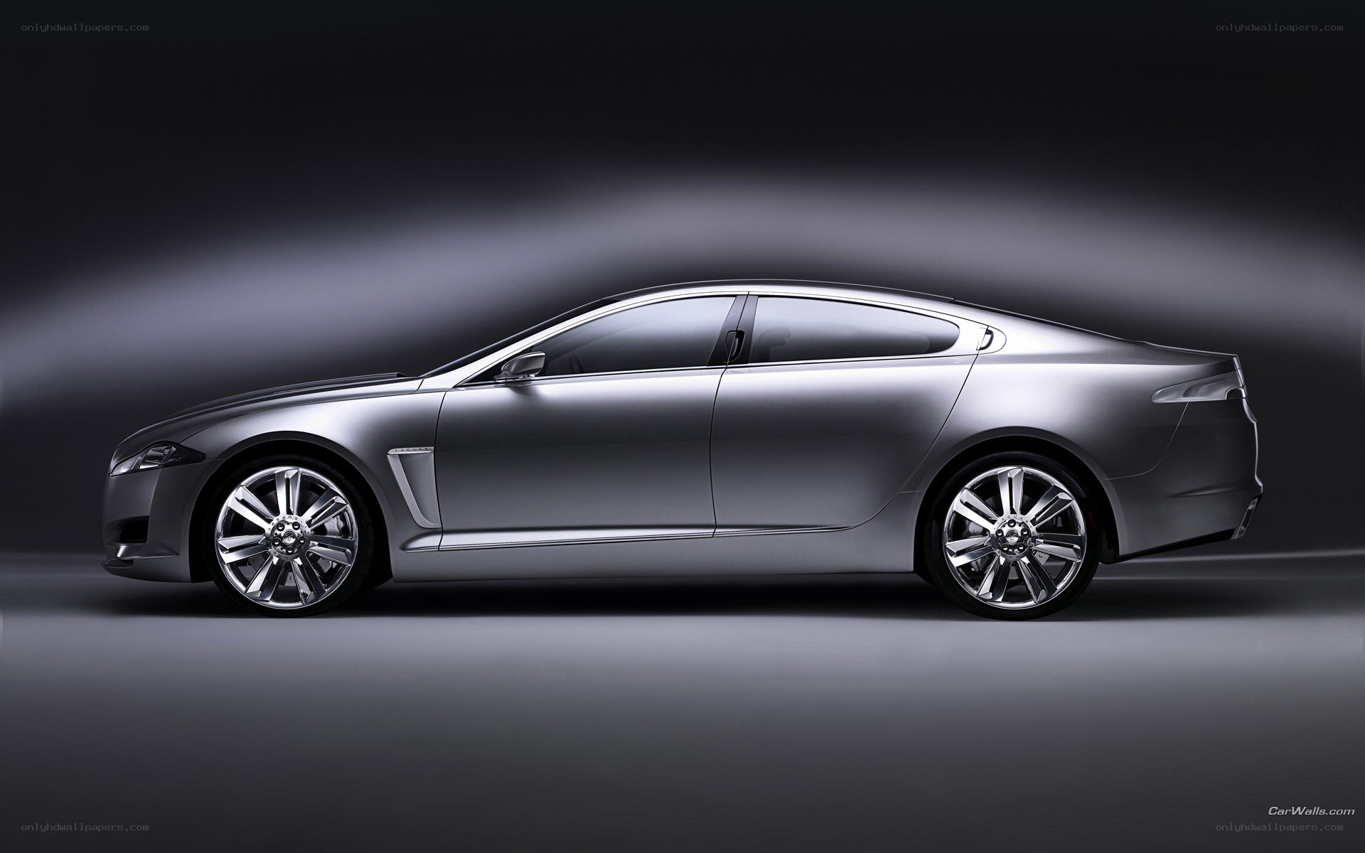 silver luxury sedan side profile