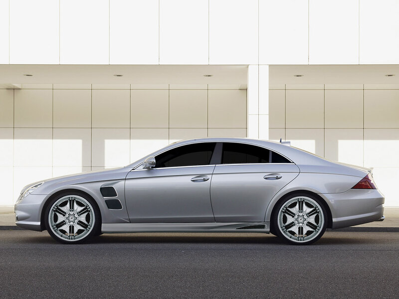silver luxury sedan side view
