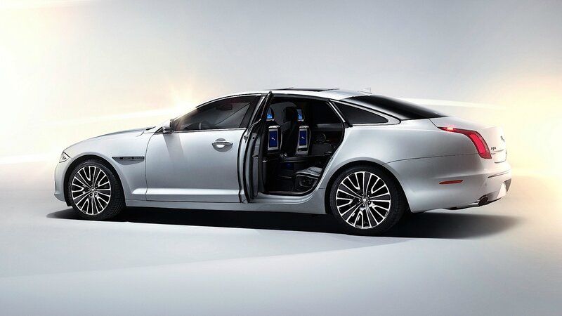 silver luxury sedan with open door