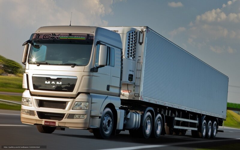 Silver MAN TGX truck on highway