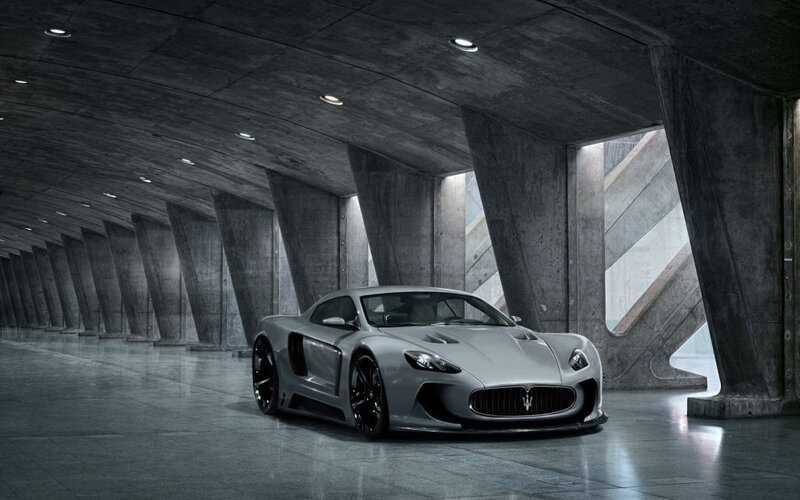 Silver Maserati sports car