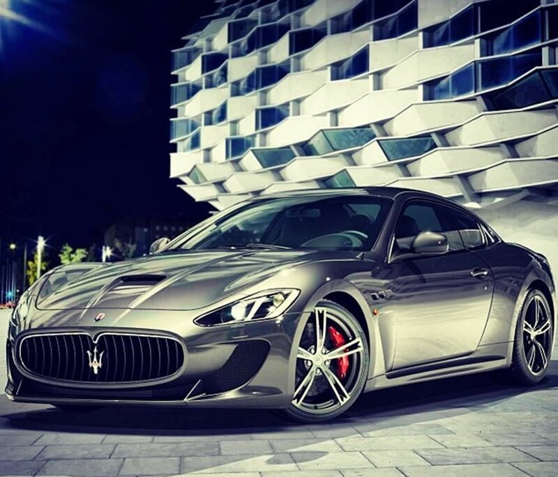 Silver Maserati Sports Car — Gray