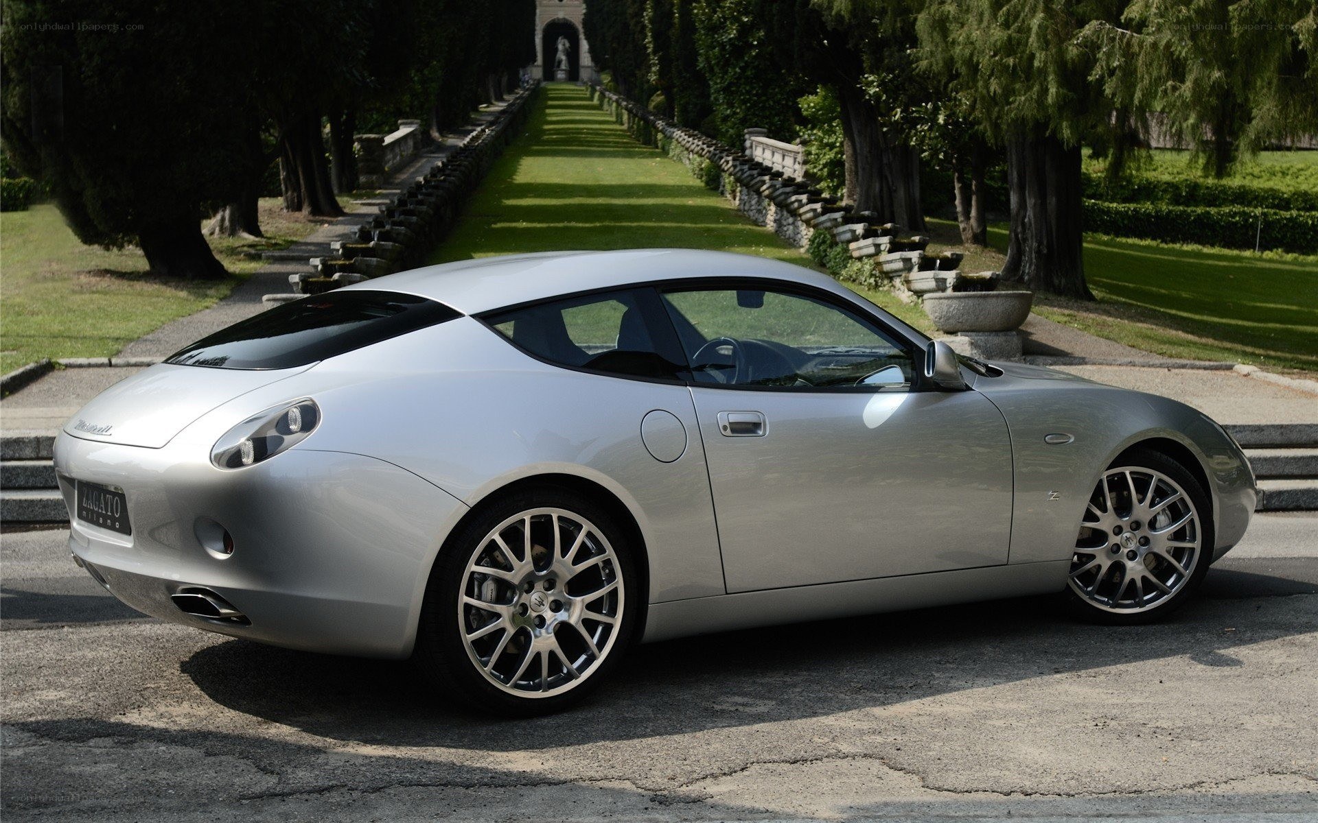 Silver Maserati Zagato parked