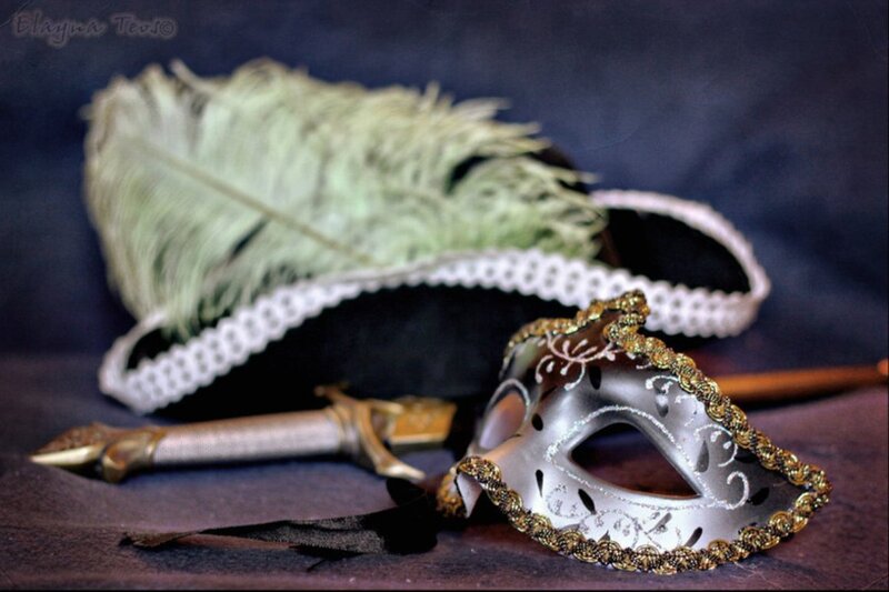 Silver Mask and Feather Hat
