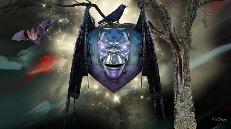 Silver Mask with Bat Wings