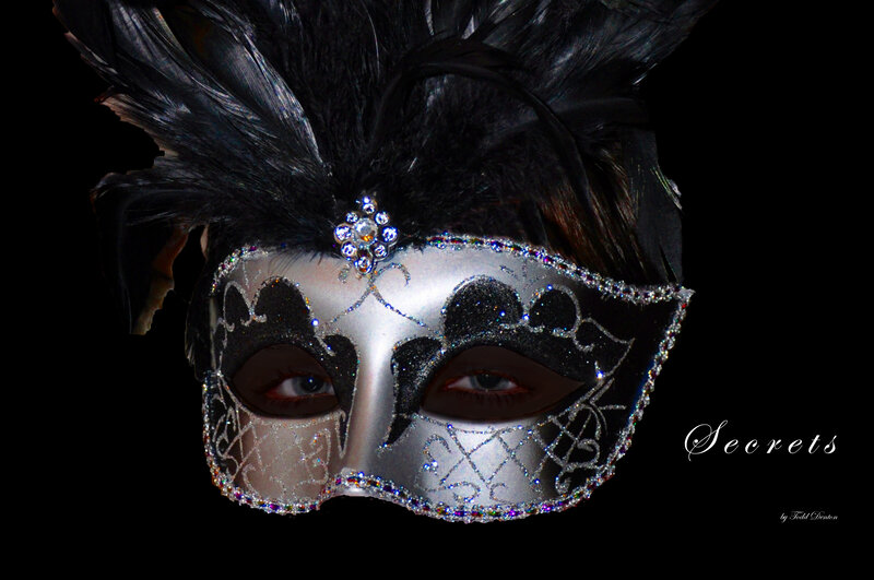 silver mask with black feathers