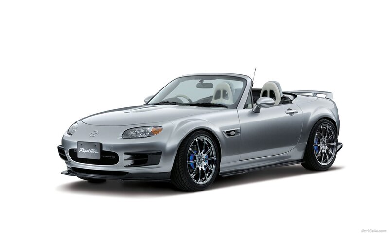silver mazda roadster sports car