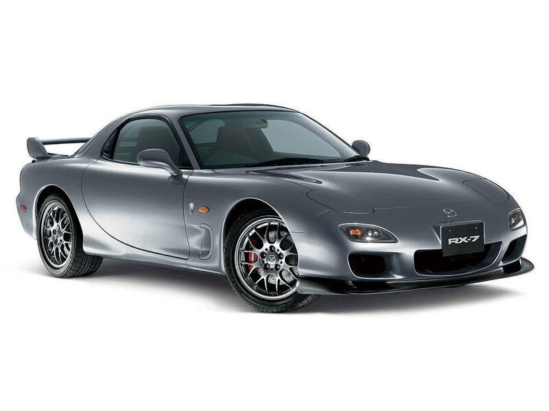 Silver Mazda RX-7 sports car