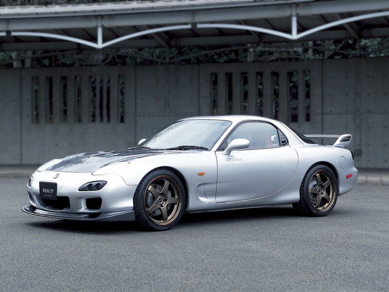 Silver Mazda RX-7 sports car