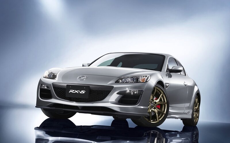 Silver Mazda RX-8 sports car