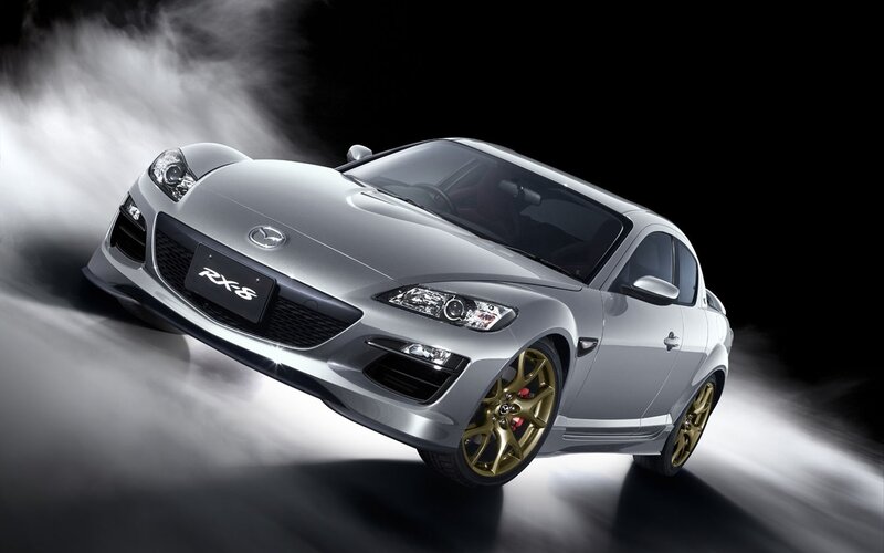 Silver Mazda RX-8 sports car