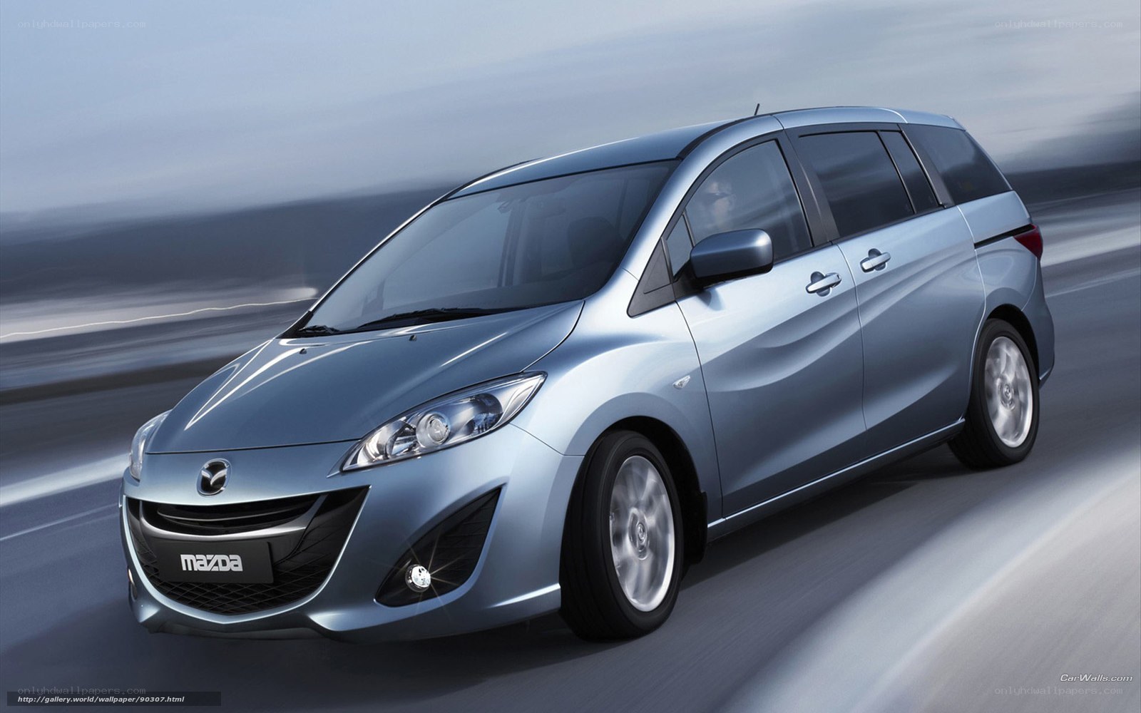 Silver Mazda5 in motion
