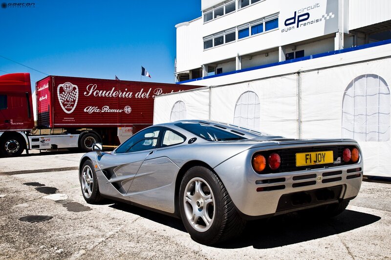 Silver McLaren F1 at Dijon circuit