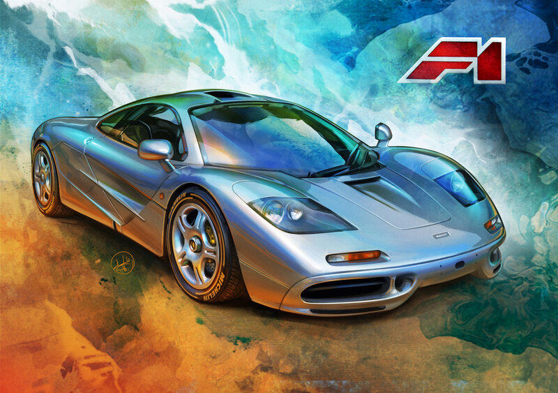 Silver McLaren F1 Car — Blue