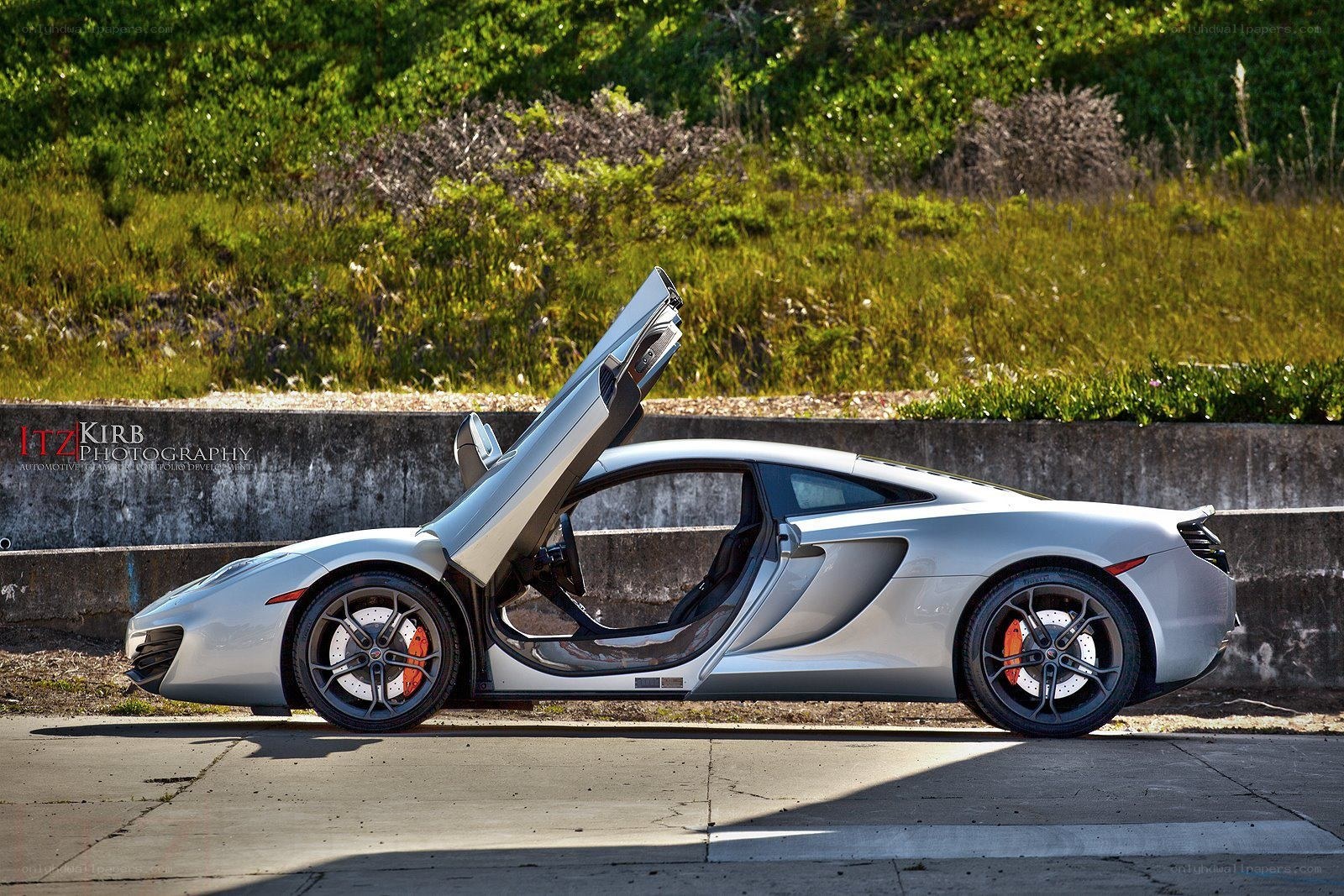 Silver McLaren with doors open