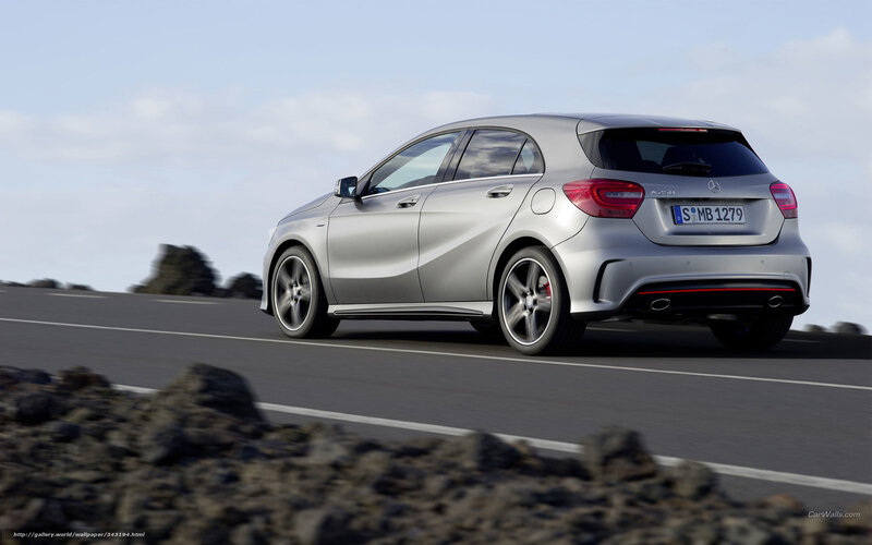 silver mercedes a45 driving on road