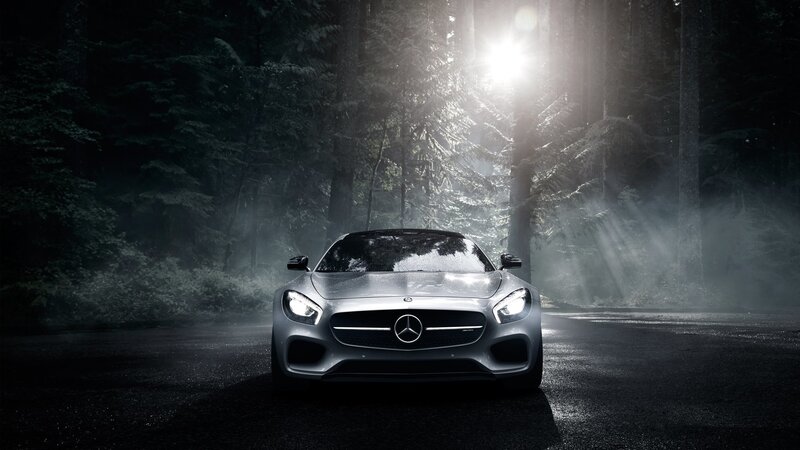 Silver Mercedes-amg Car — Gray, Dramatic, Night